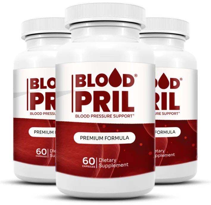 Three bottles of BloodPril blood pressure support capsules